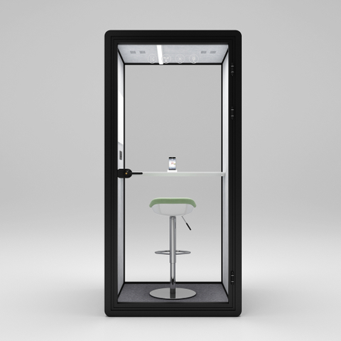 كشك هاتف المكتب ذو الإطار الخشبي ذو اللون الأسود من HongYe لمساحة خصوصية لشخص واحد