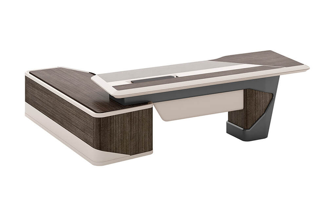 مكتب تنفيذي مكتب على شكل حرف L وخزانة كتب