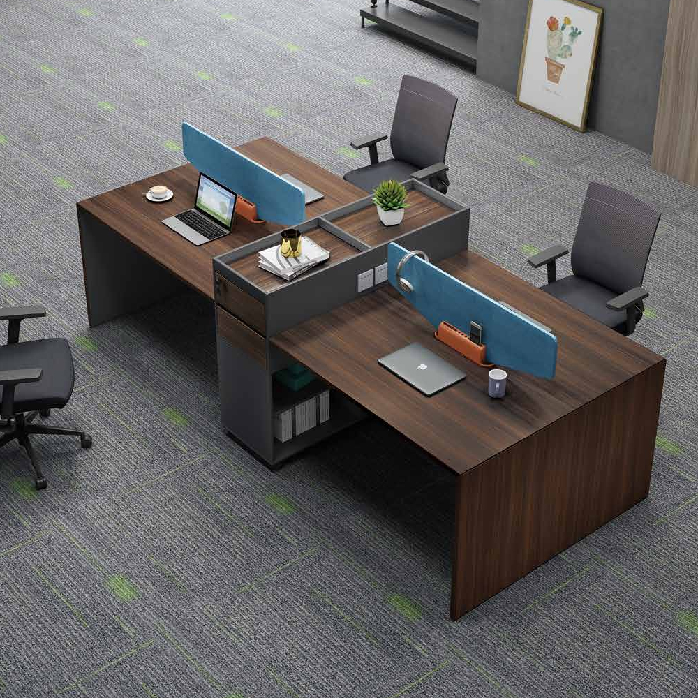 محطة عمل مكتبية حديثة JIANGNAN CHARMET مع خزانة تخزين عالية | لأربعة أشخاص | أربعة مقاعد