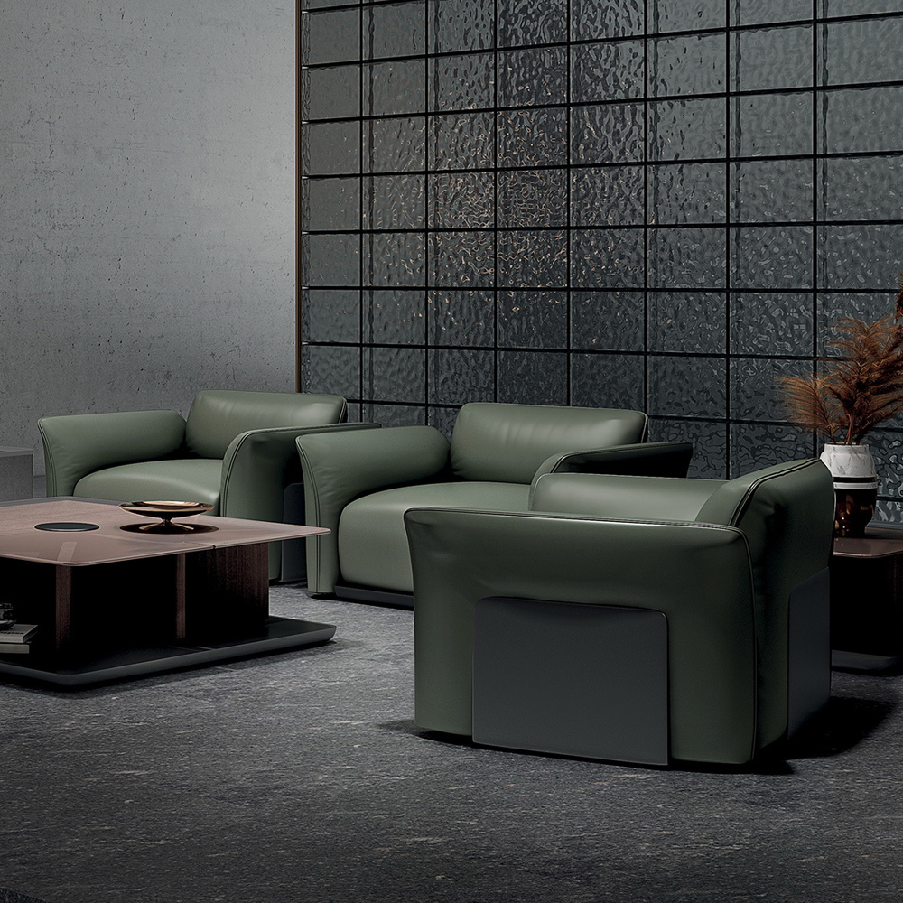 JUEDU MADDISON - أريكة بمقعد واحد |وسادة قياسية |جلد أخضر غامق